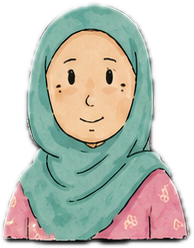 Baji Meher, a warm watercolor aunty in a mint dupatta, listening